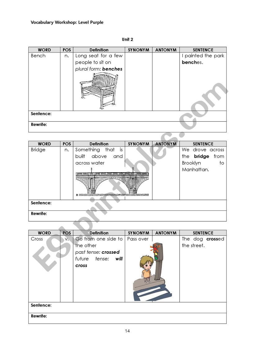 Vocabulary Worksheet worksheet