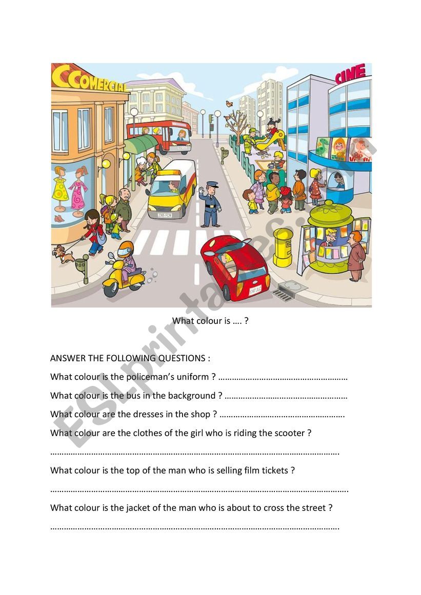 In the street worksheet