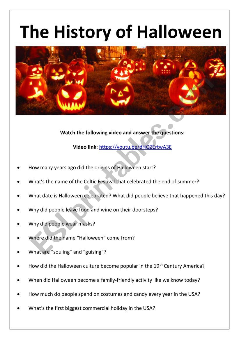 the history of halloween worksheet
