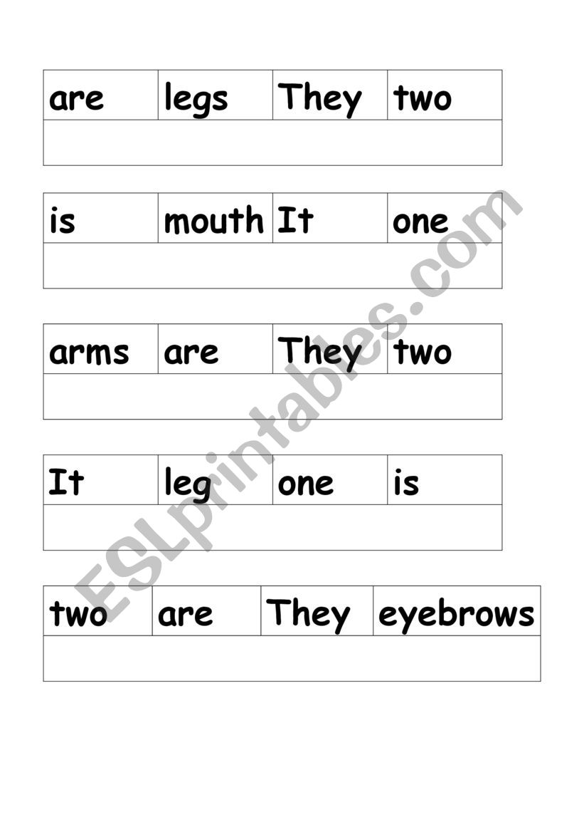 Unscramble worksheet