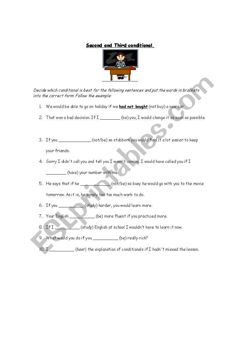 Second and Third Conditional worksheet