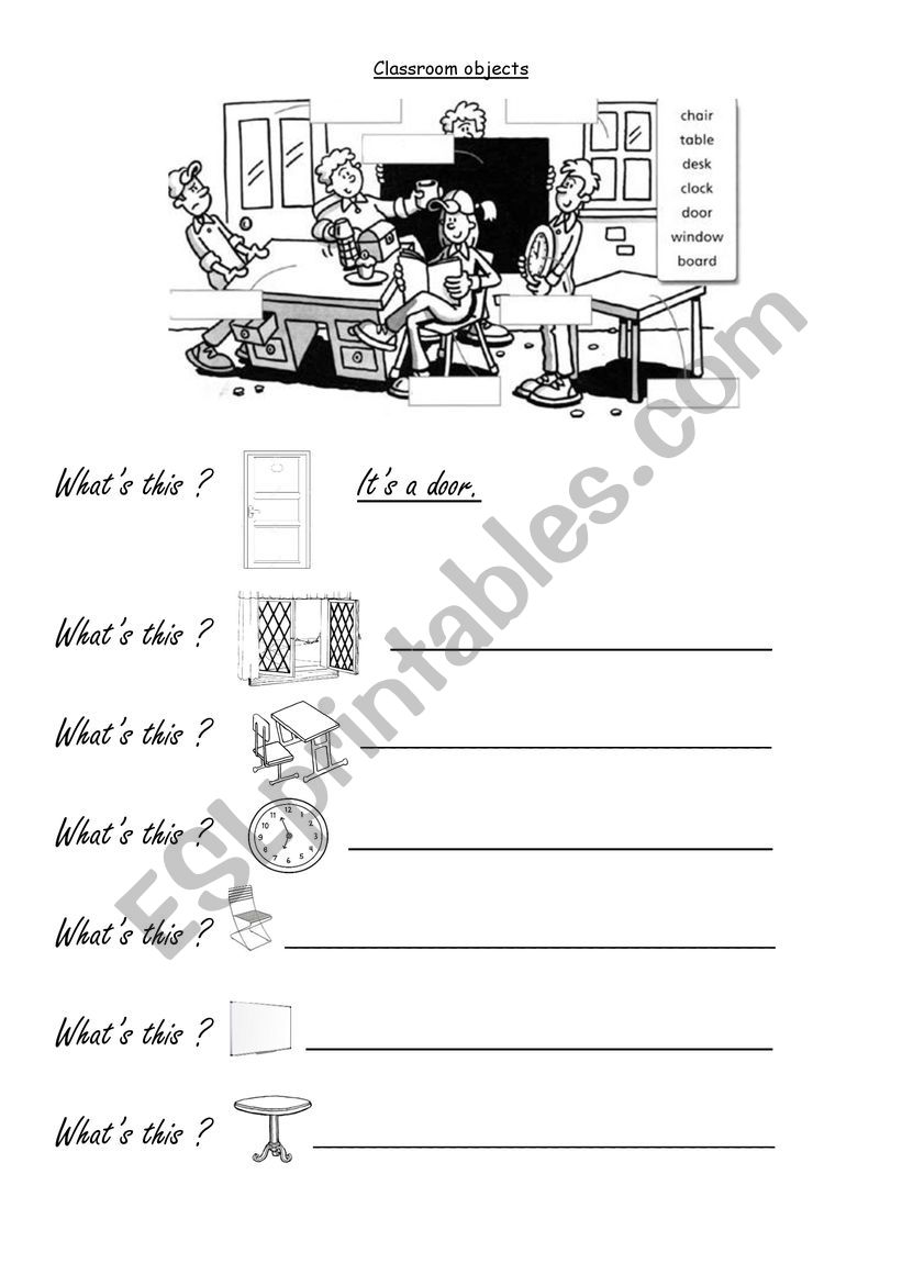 Classroom objects worksheet