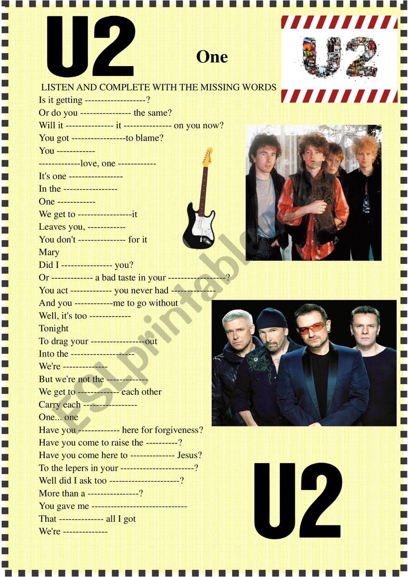 One U2 worksheet