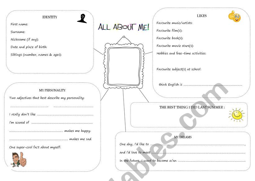 All about me worksheet