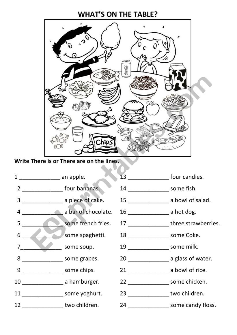 Whats on the table? worksheet