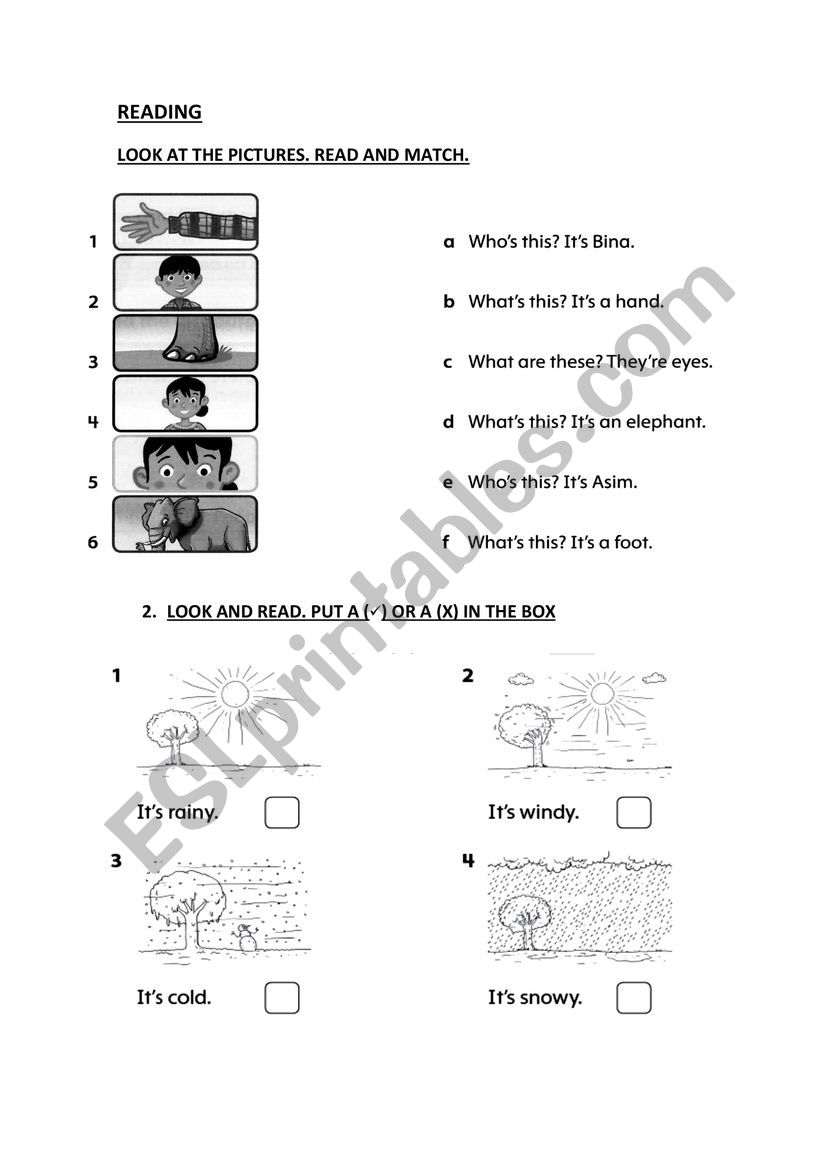 READING PART 1 AND PART 2 worksheet