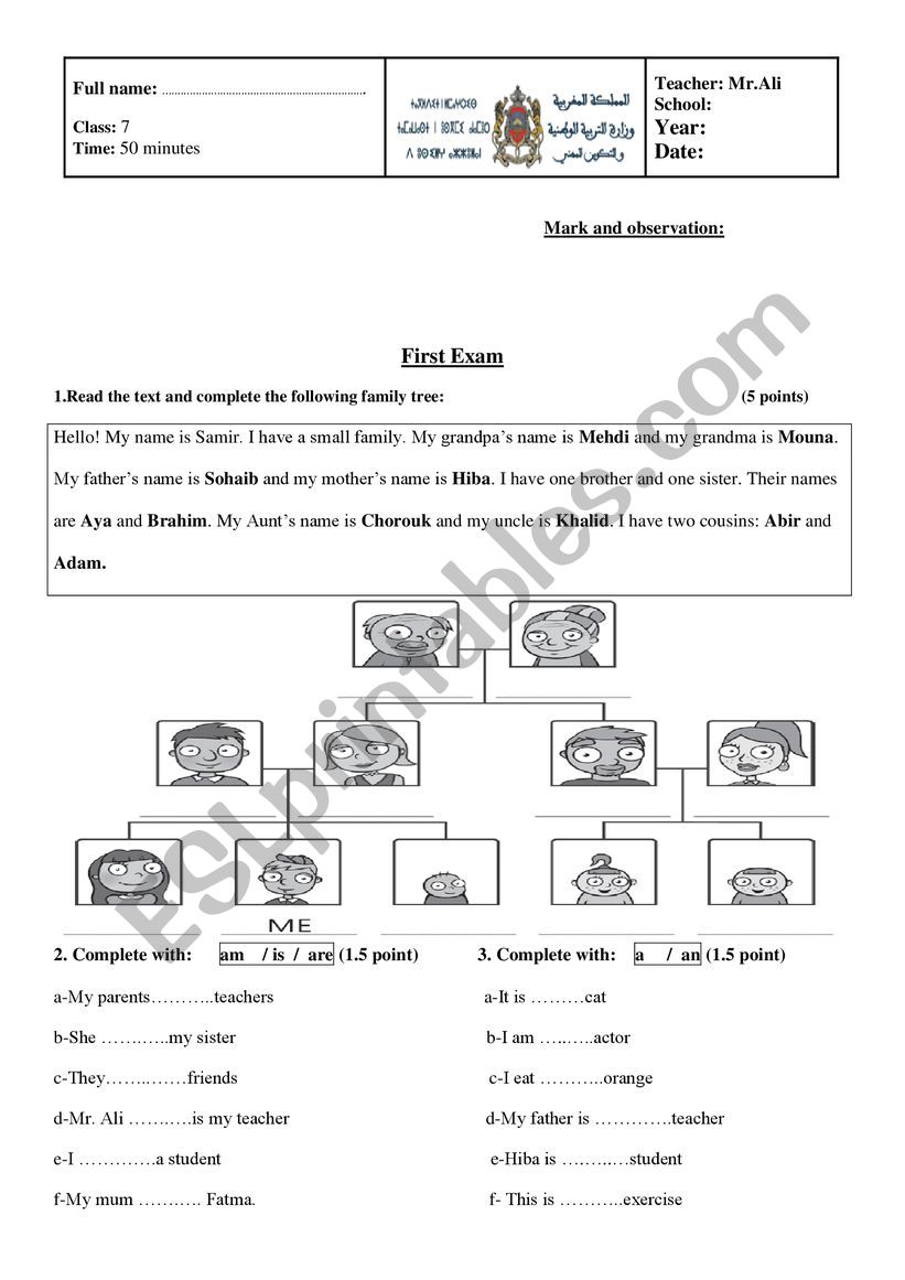 Test for beginners worksheet