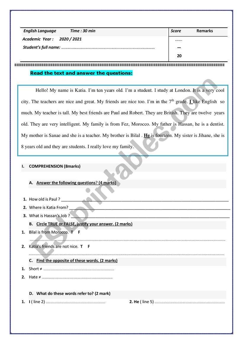 quiz worksheet