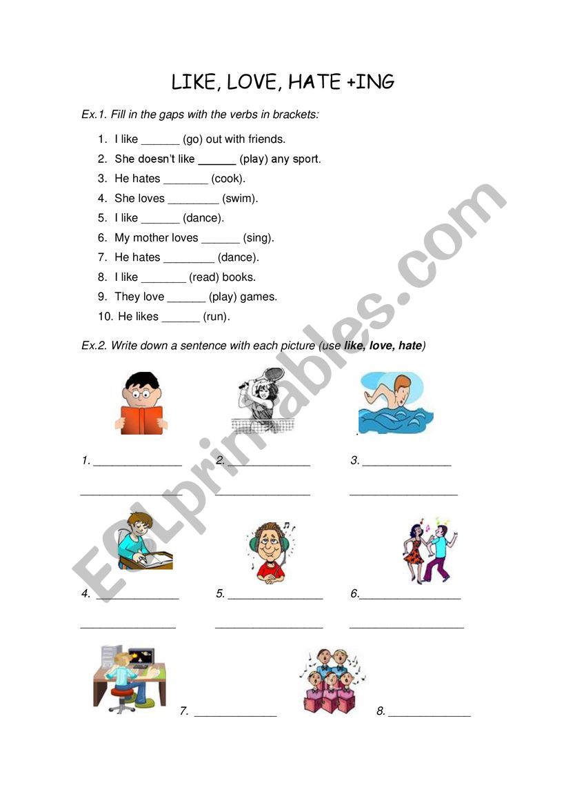 Love Like Hate Exercises worksheet