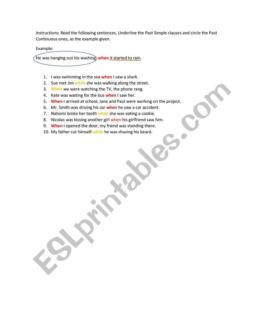 Identifying Simple Past and Past Continuous