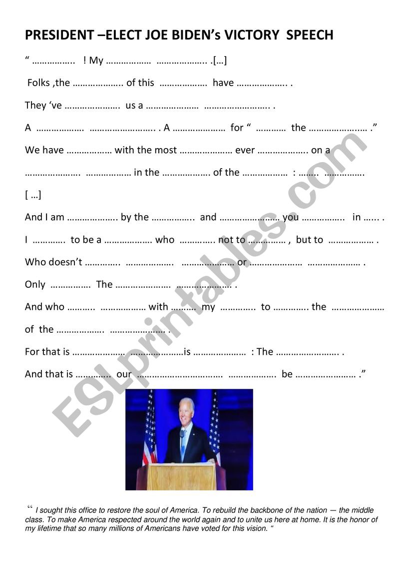 President-Elect Joe BidenÂ´s Victory Speech