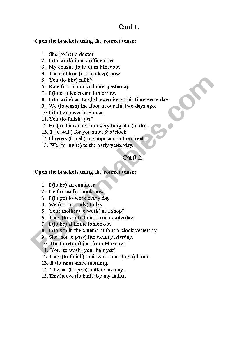 Check knowledge of grammar worksheet