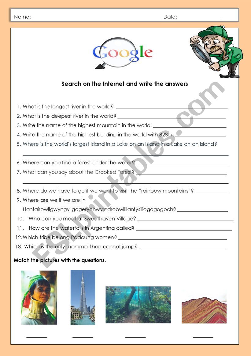 Investigate worksheet