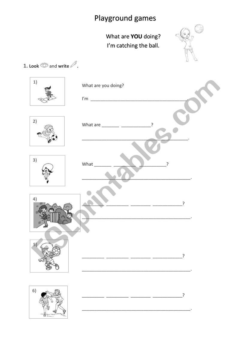 Playground games worksheet