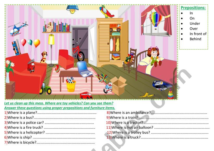 Transport and prepositions of place