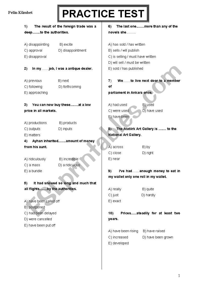 practice test 1 worksheet