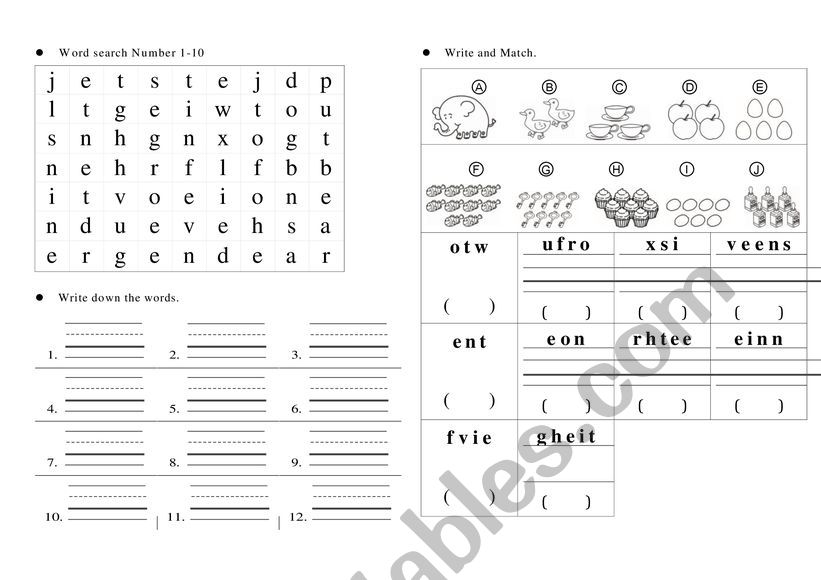 Number 1-10 worksheet worksheet