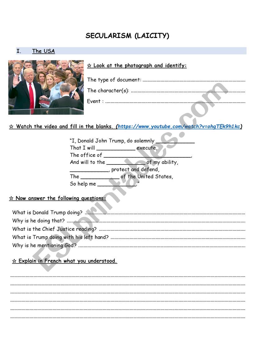 SECULARISM worksheet