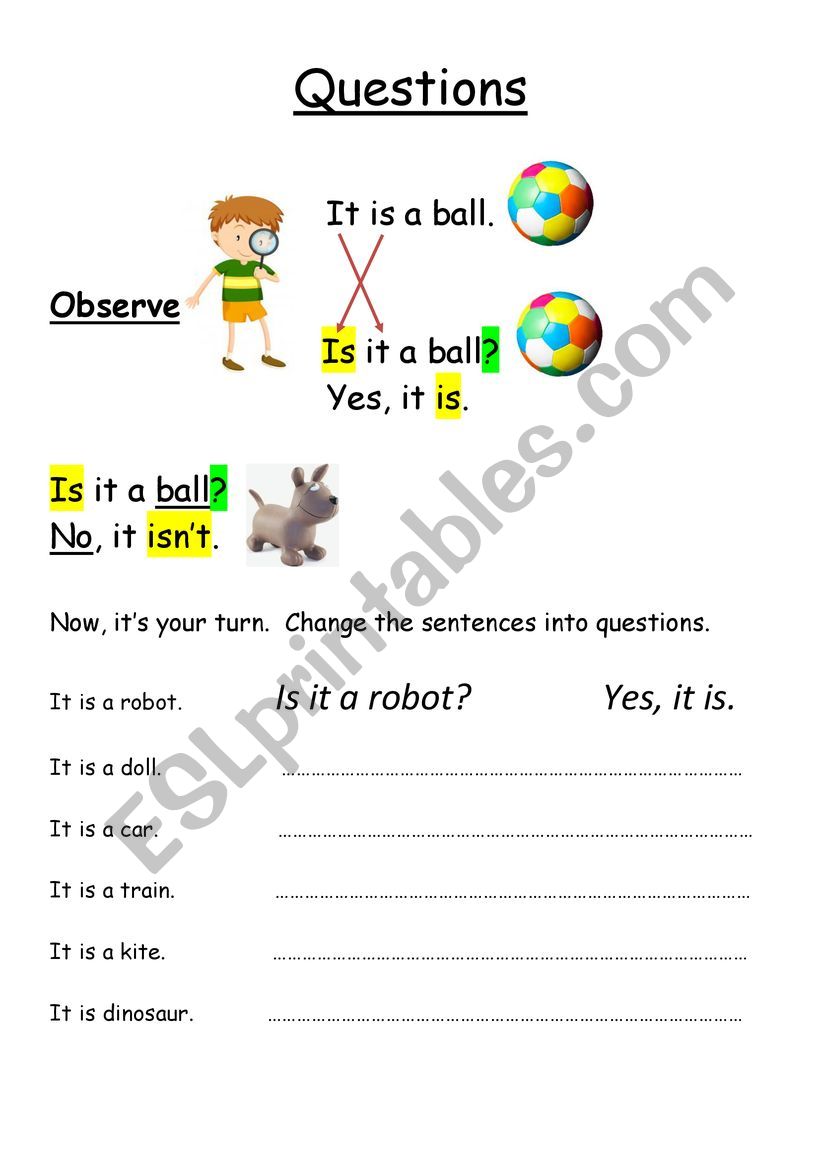 Toys worksheet