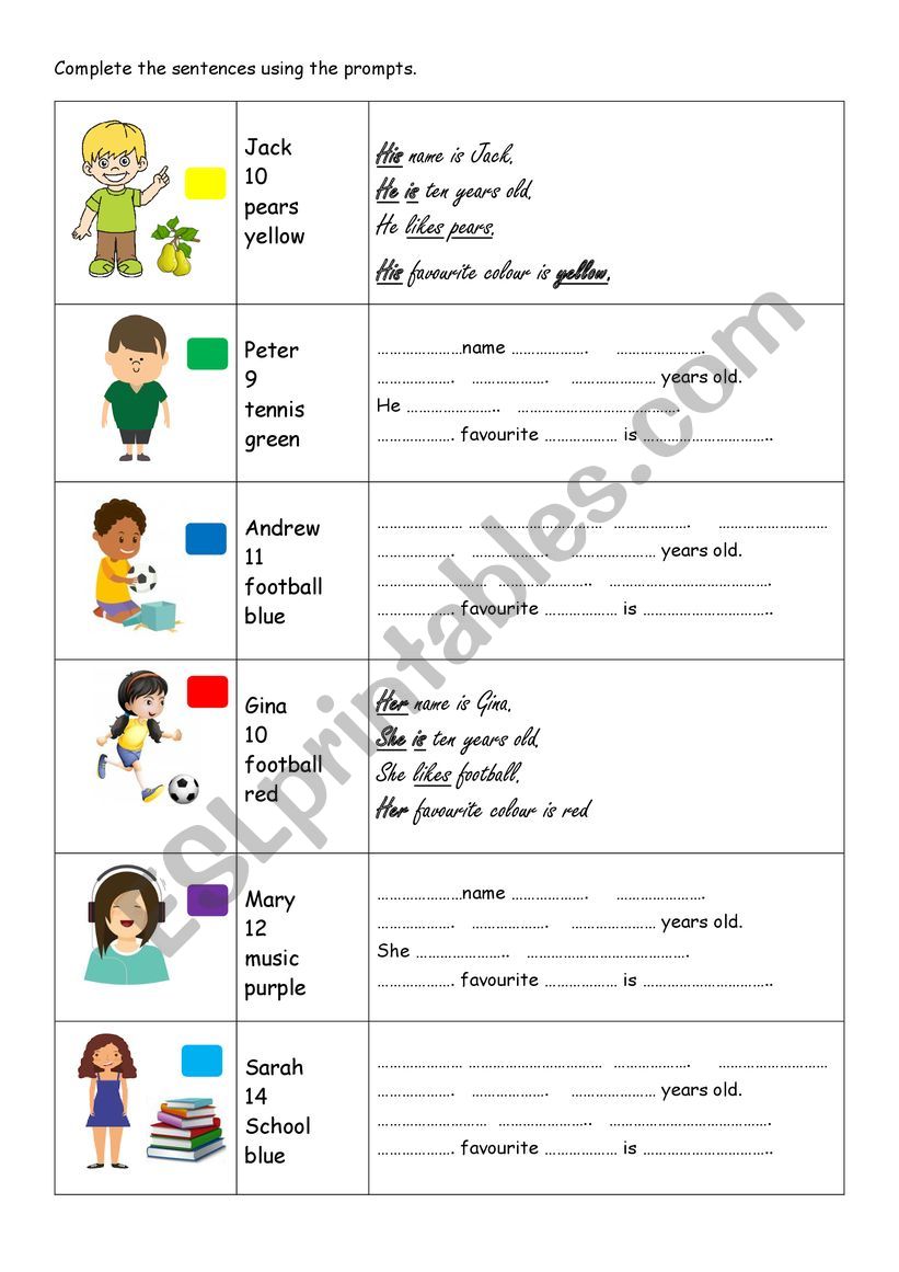 His - Her worksheet