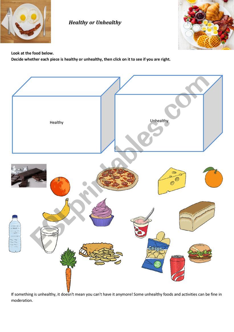 Healthy or Unhealthy worksheet