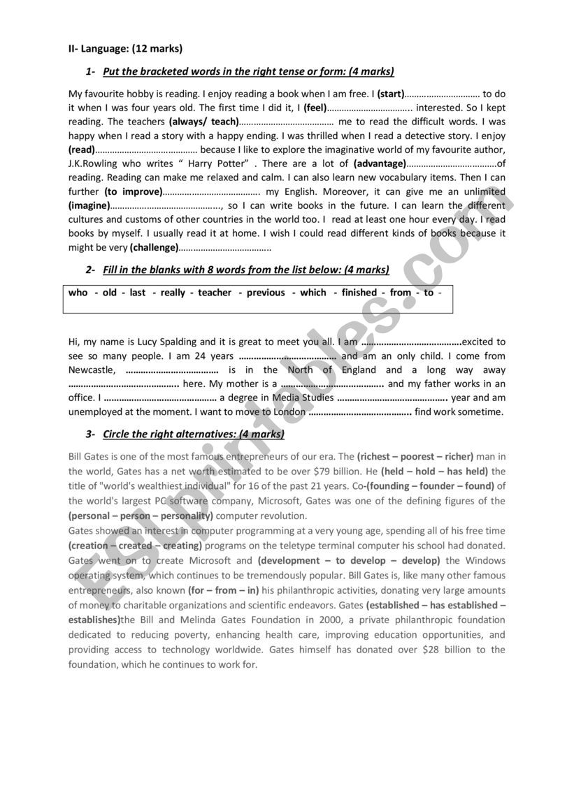 first mid-term exam 1st grade worksheet
