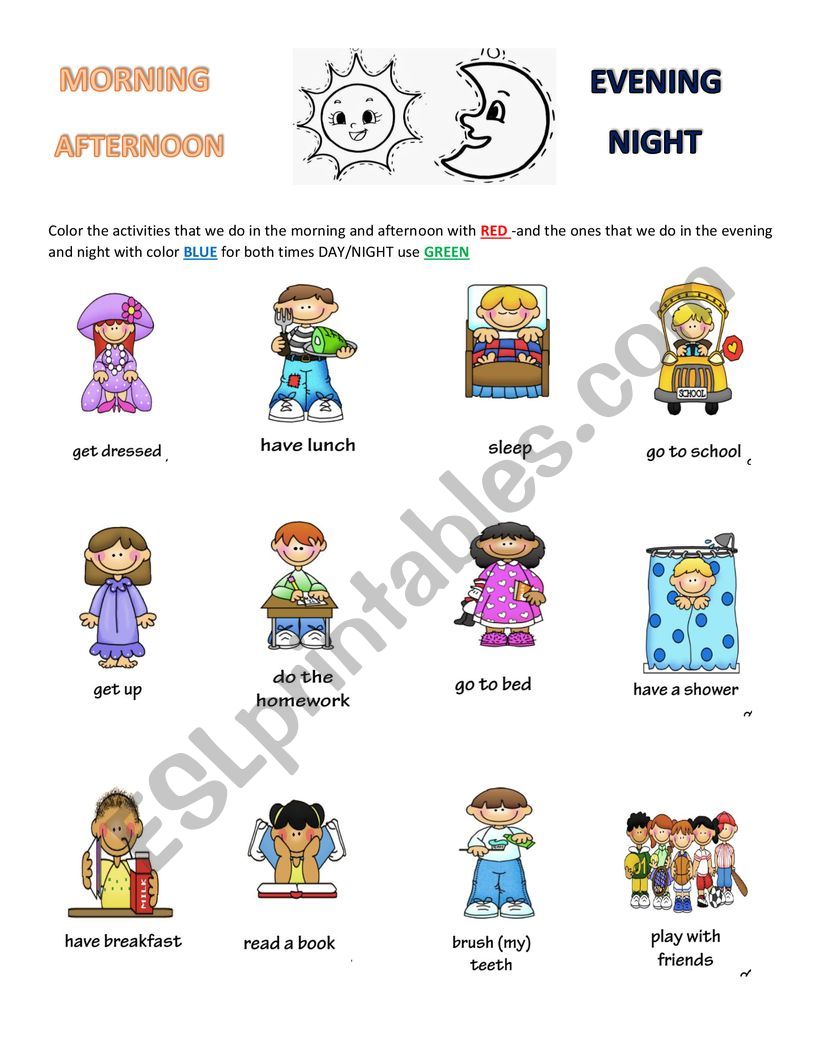 Day Night Activities worksheet