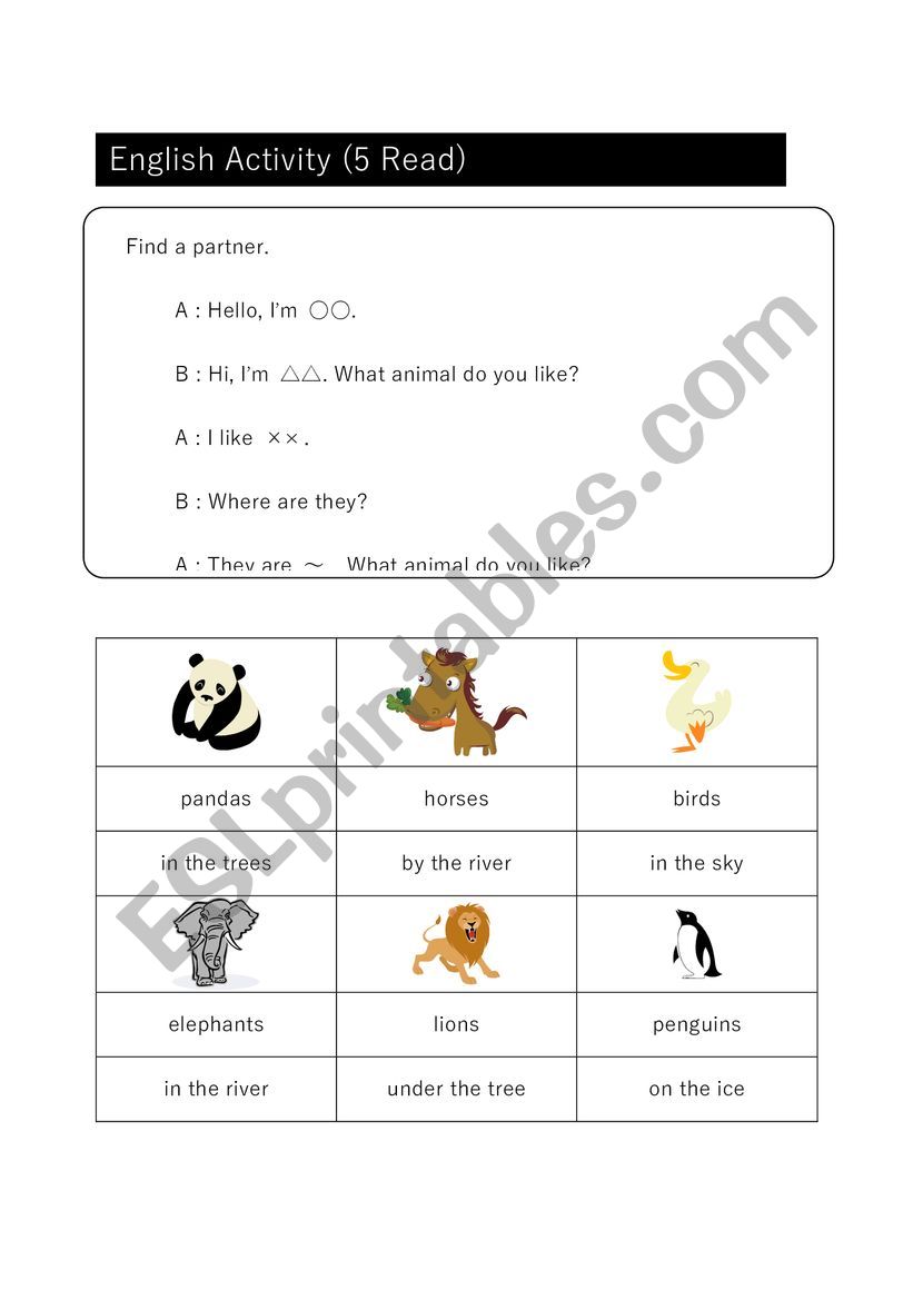 Preposition worksheet