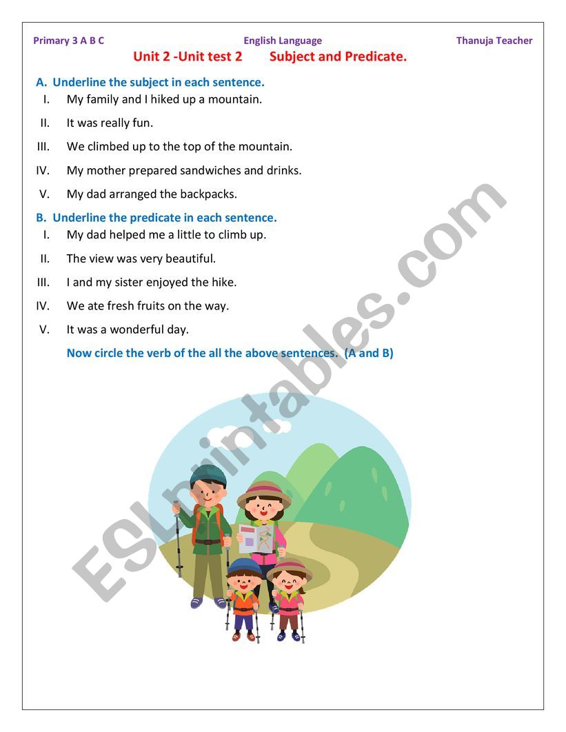 Subject and Predicate worksheets