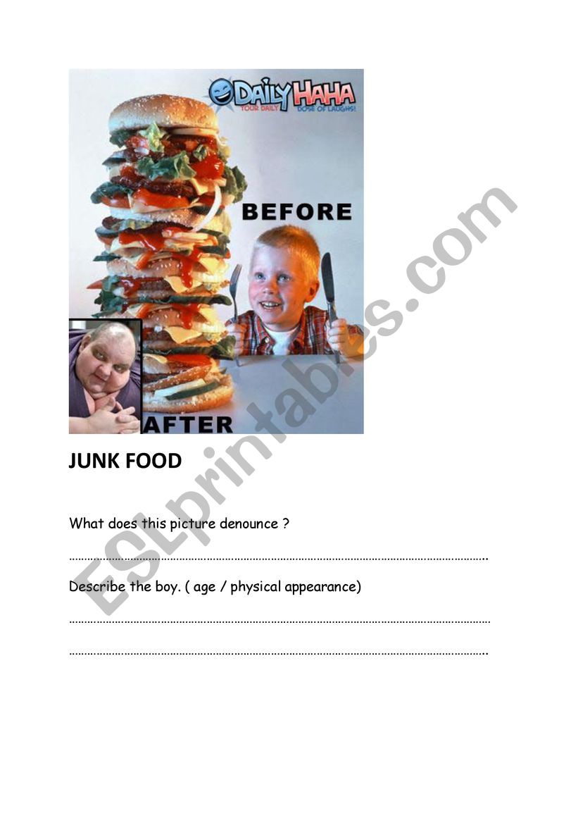 Junk Food worksheet