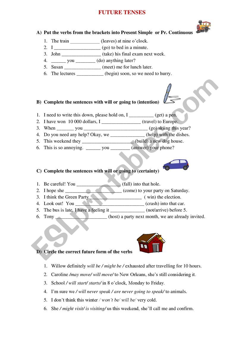 Future tenses worksheet