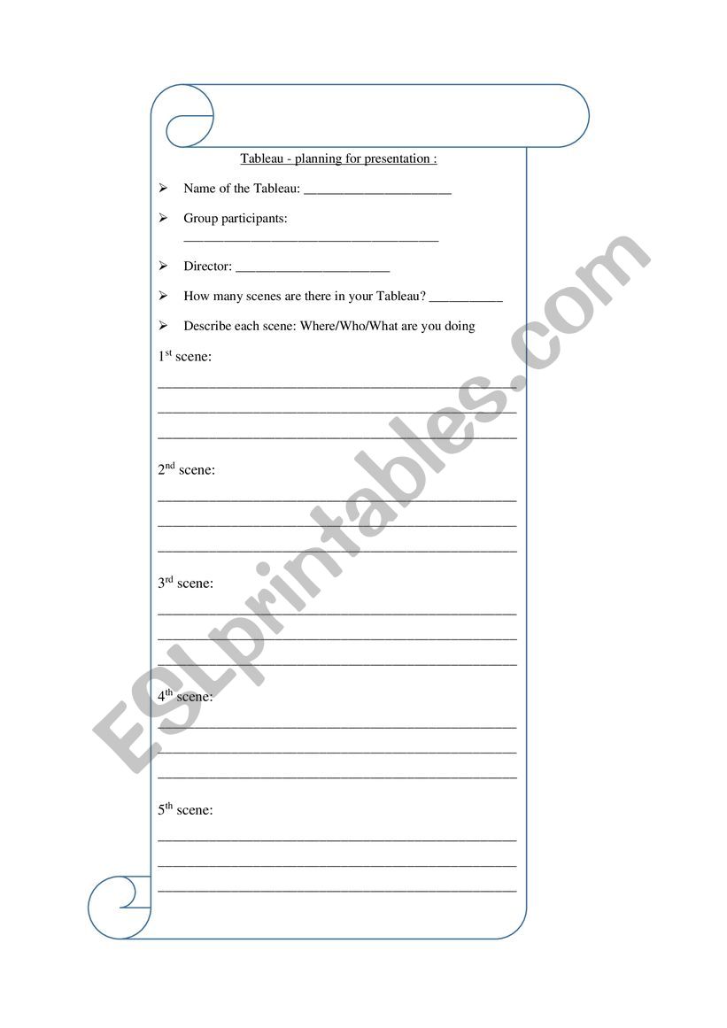 Tableau Planning Presentation worksheet