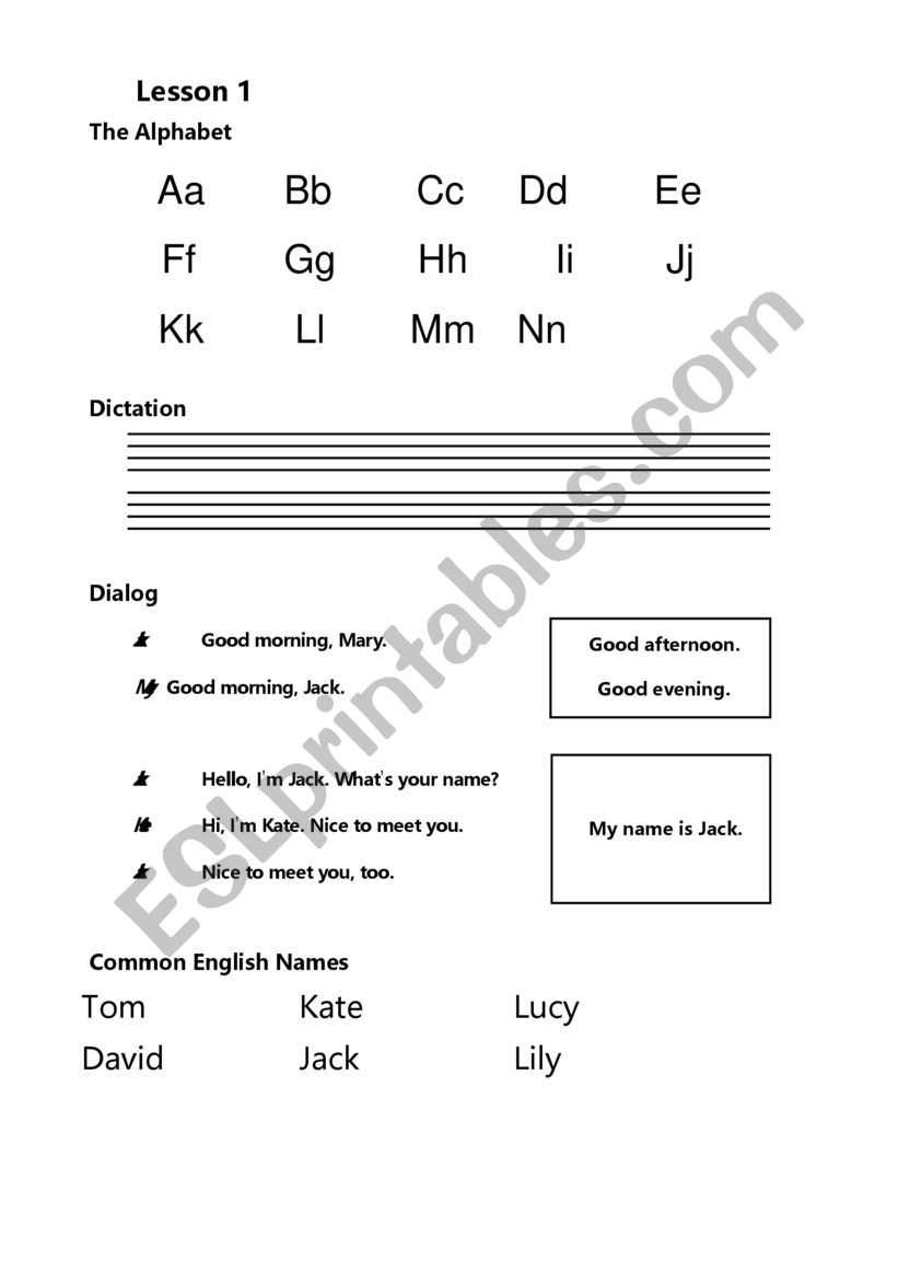 No prep Starter Lesson 1 - Alphabets & Greeting