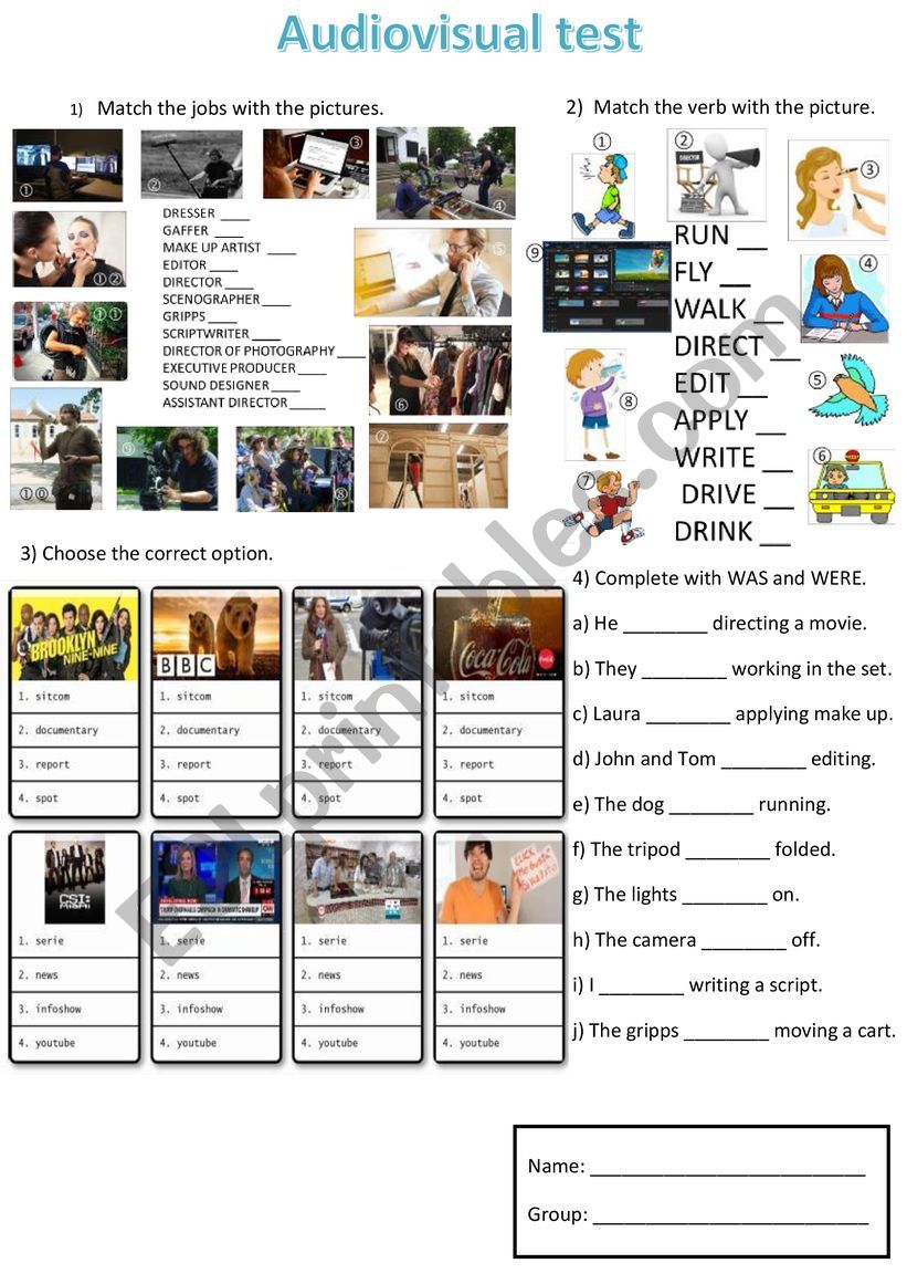 Audiovisual test worksheet