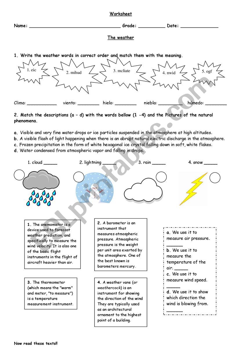 The weather worksheet worksheet