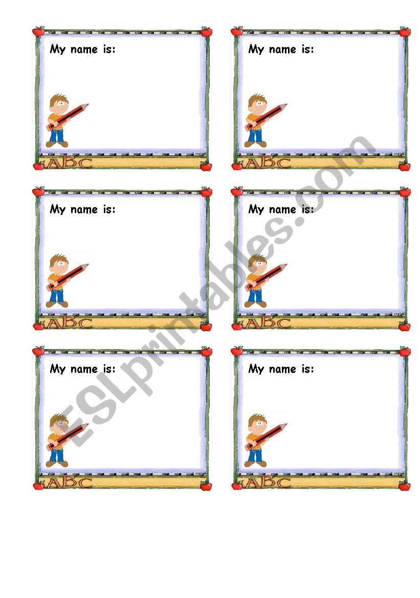 Name Tags worksheet