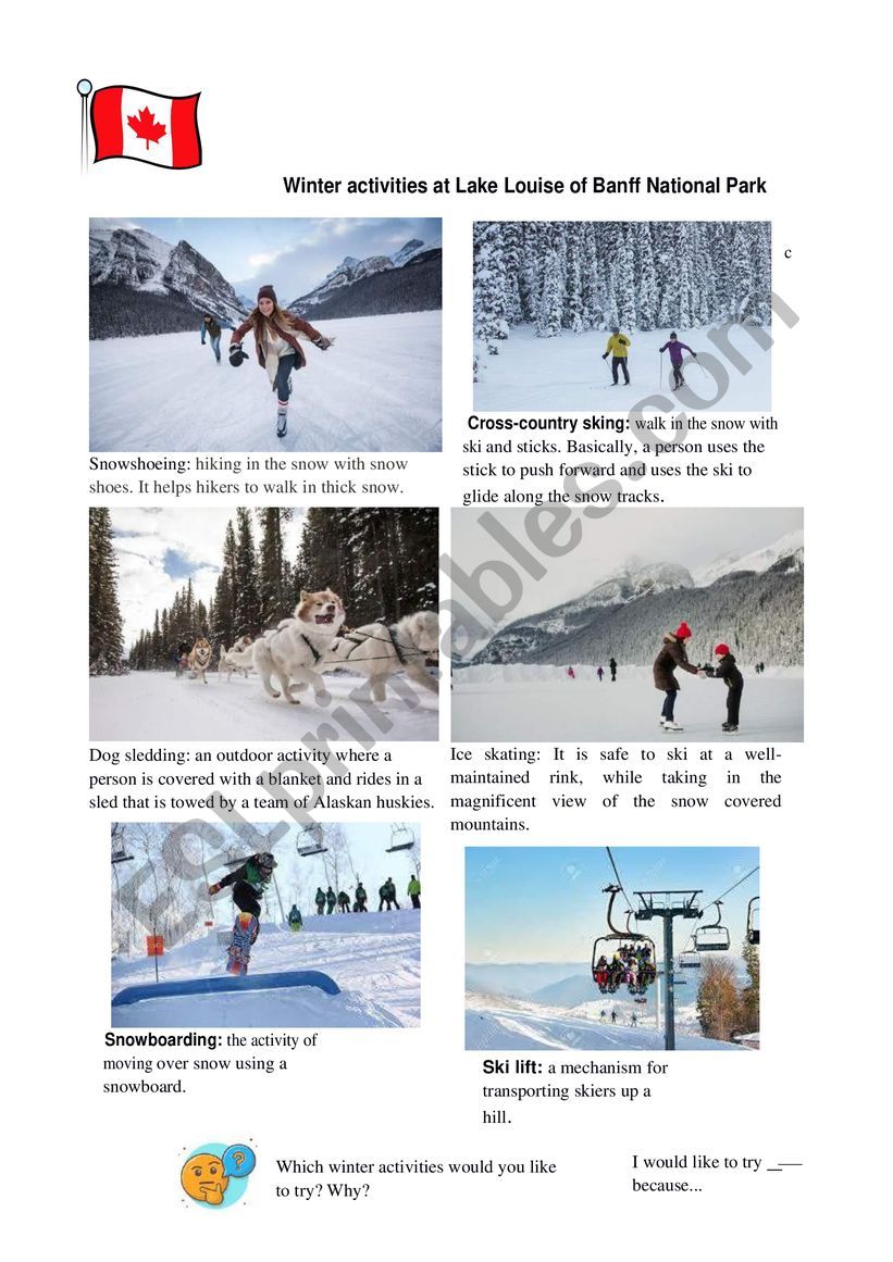 Outdoor winter activities at Lake Louise