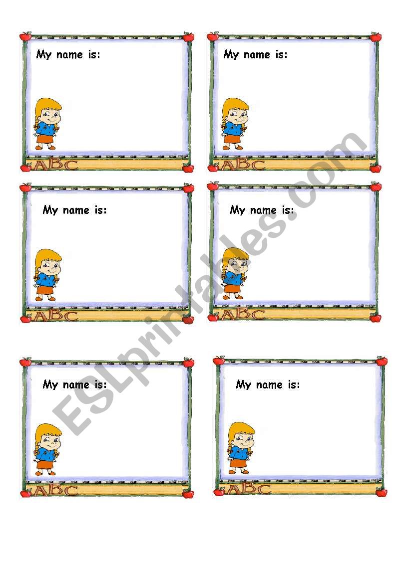 Name Tags worksheet