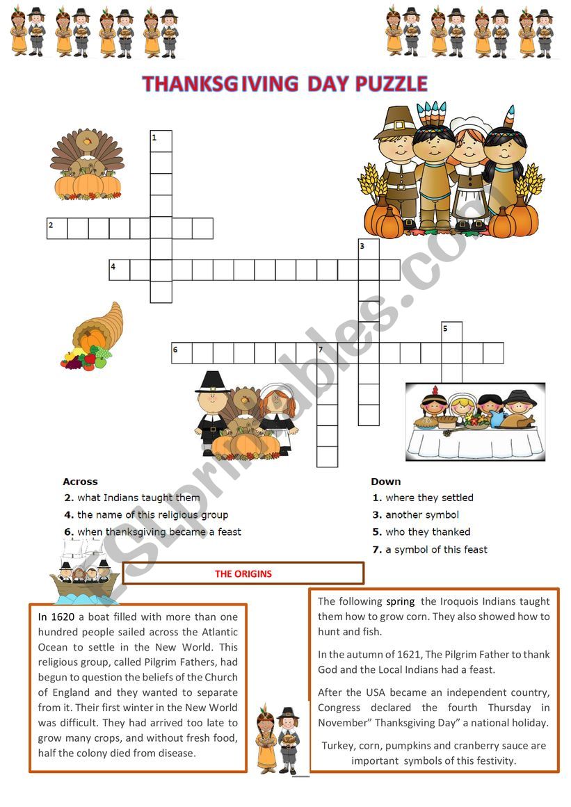 Thanksgiving day puzzle and wordsearch