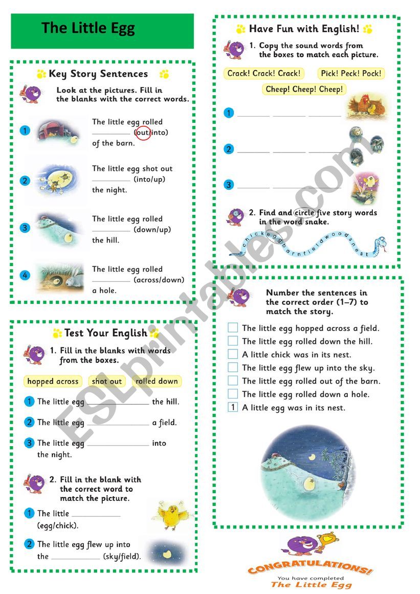 The Little Egg reading worksheet 