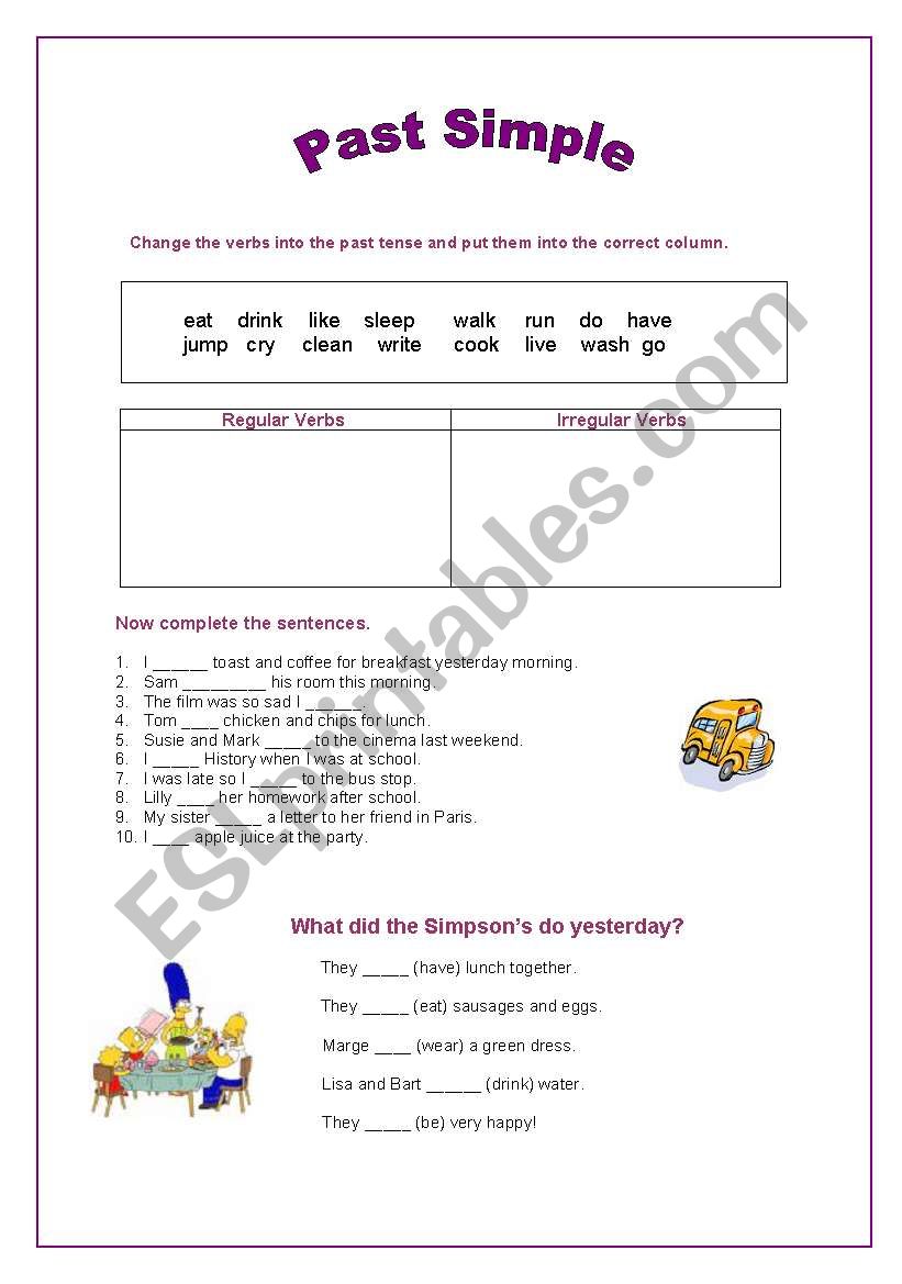 Past simple 01-09-2008 worksheet