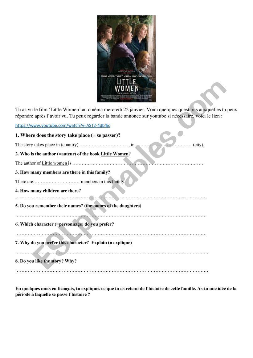 Little Women film questionnaire