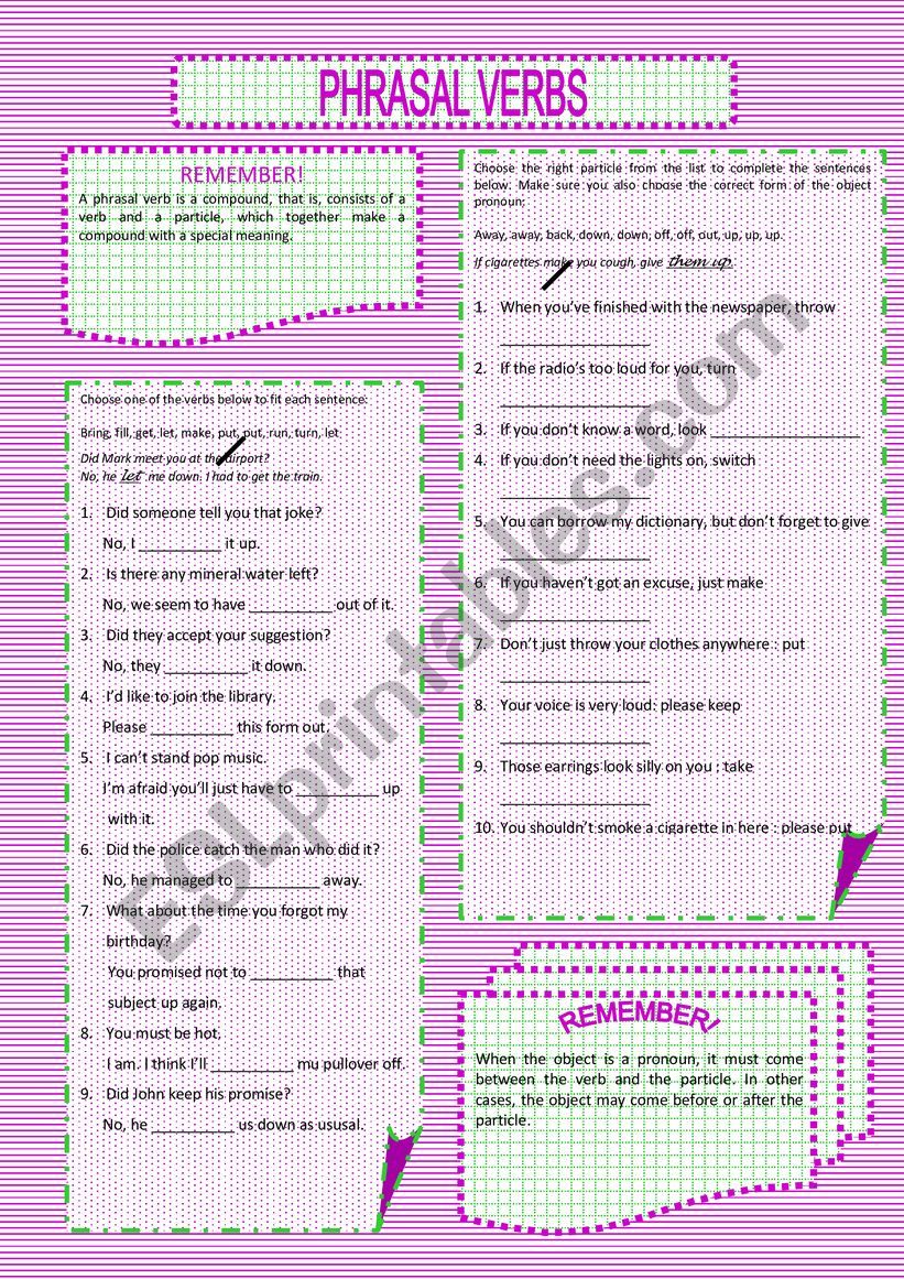 PHRASAL VERBS worksheet