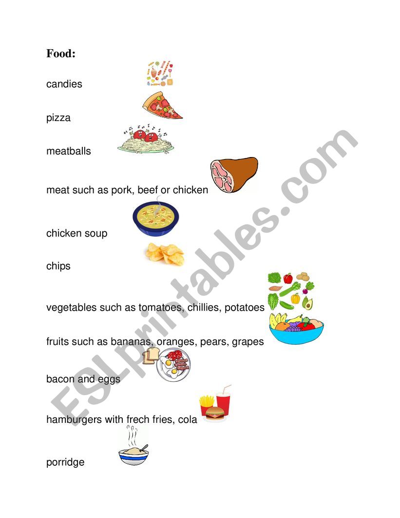 favourite food and sport worksheet