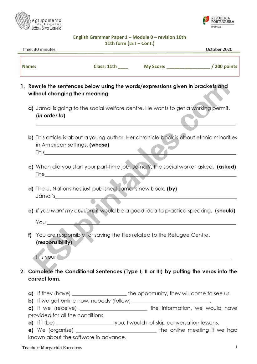 grammar paper  worksheet