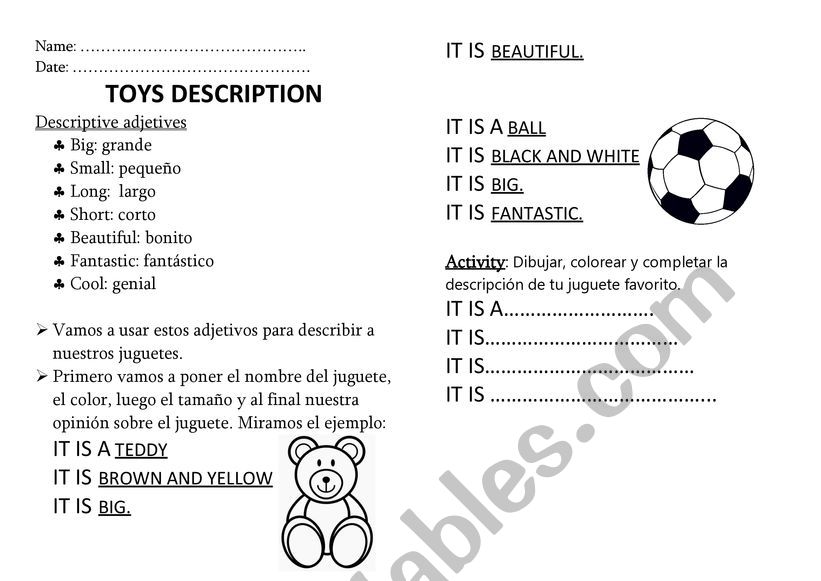 TOYS DESCRIPTION ESL worksheet by ccajib963