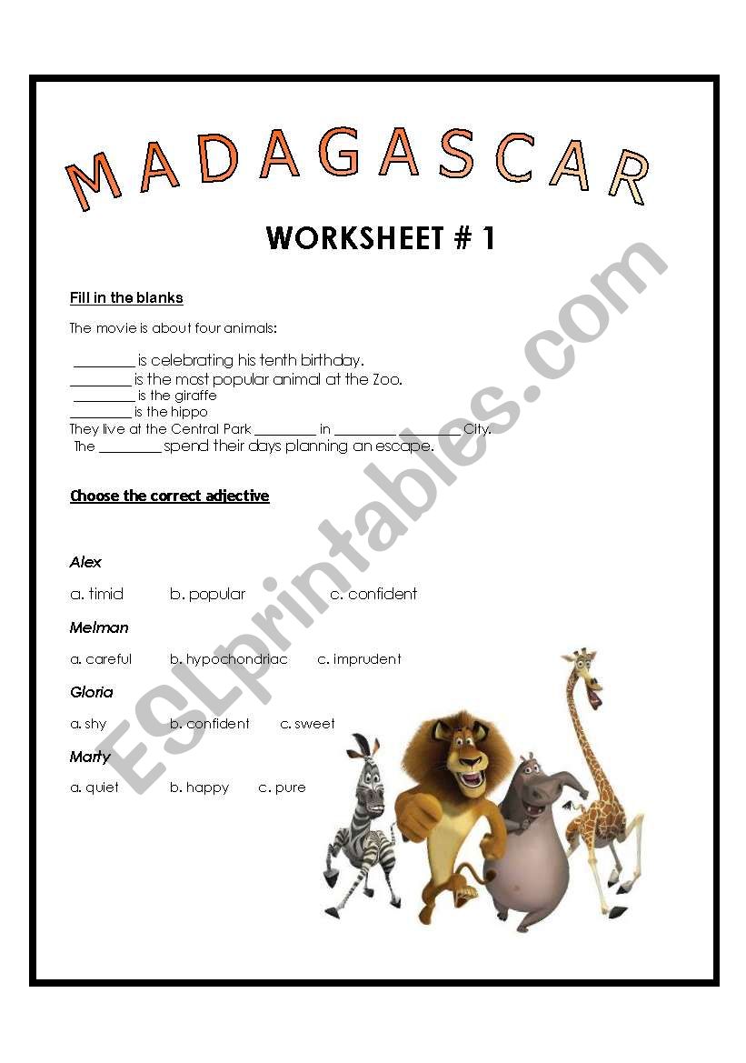 Movie Session: Madagascar Worksheet # 1