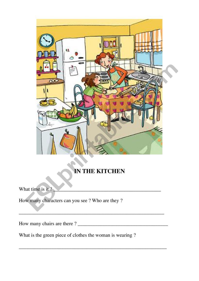 In the kitchen worksheet