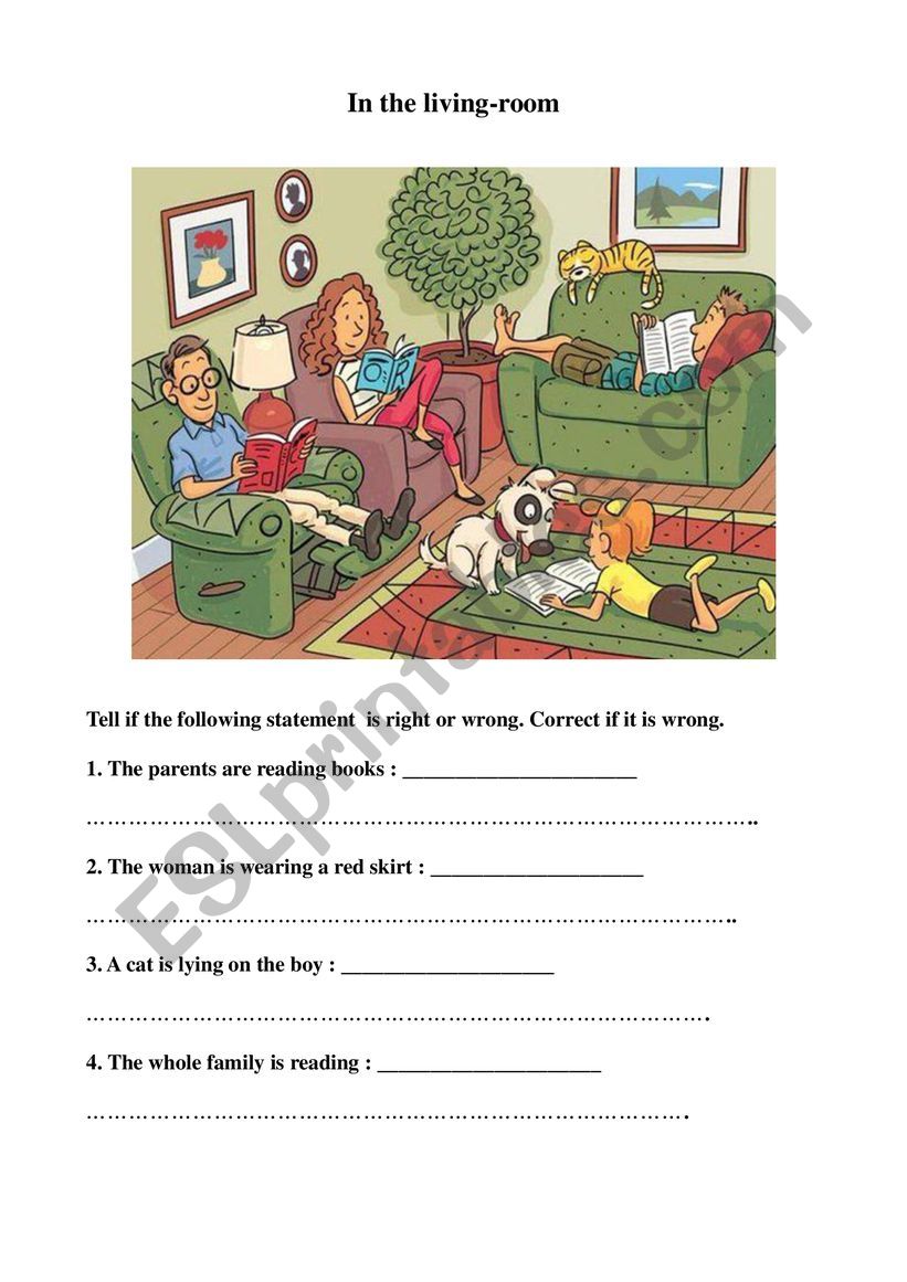 In the living-room worksheet