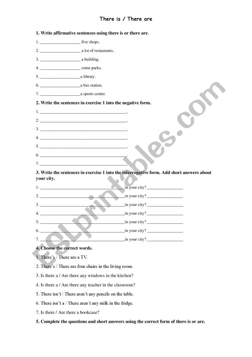 There is and There are worksheet